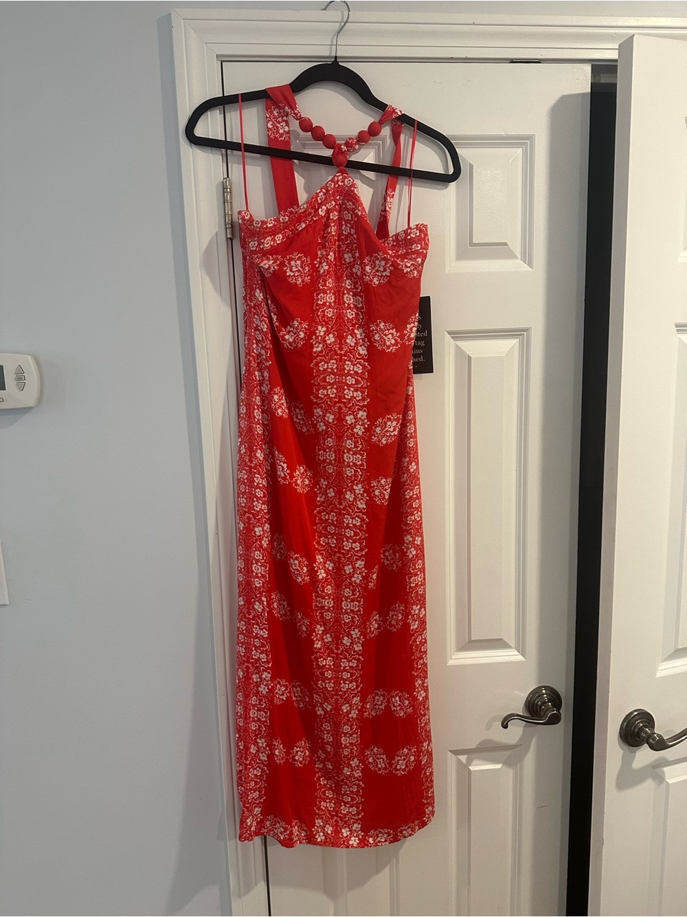 Tuckernuck Red Halter Midi Dress with White Print - Picture 2 of 4